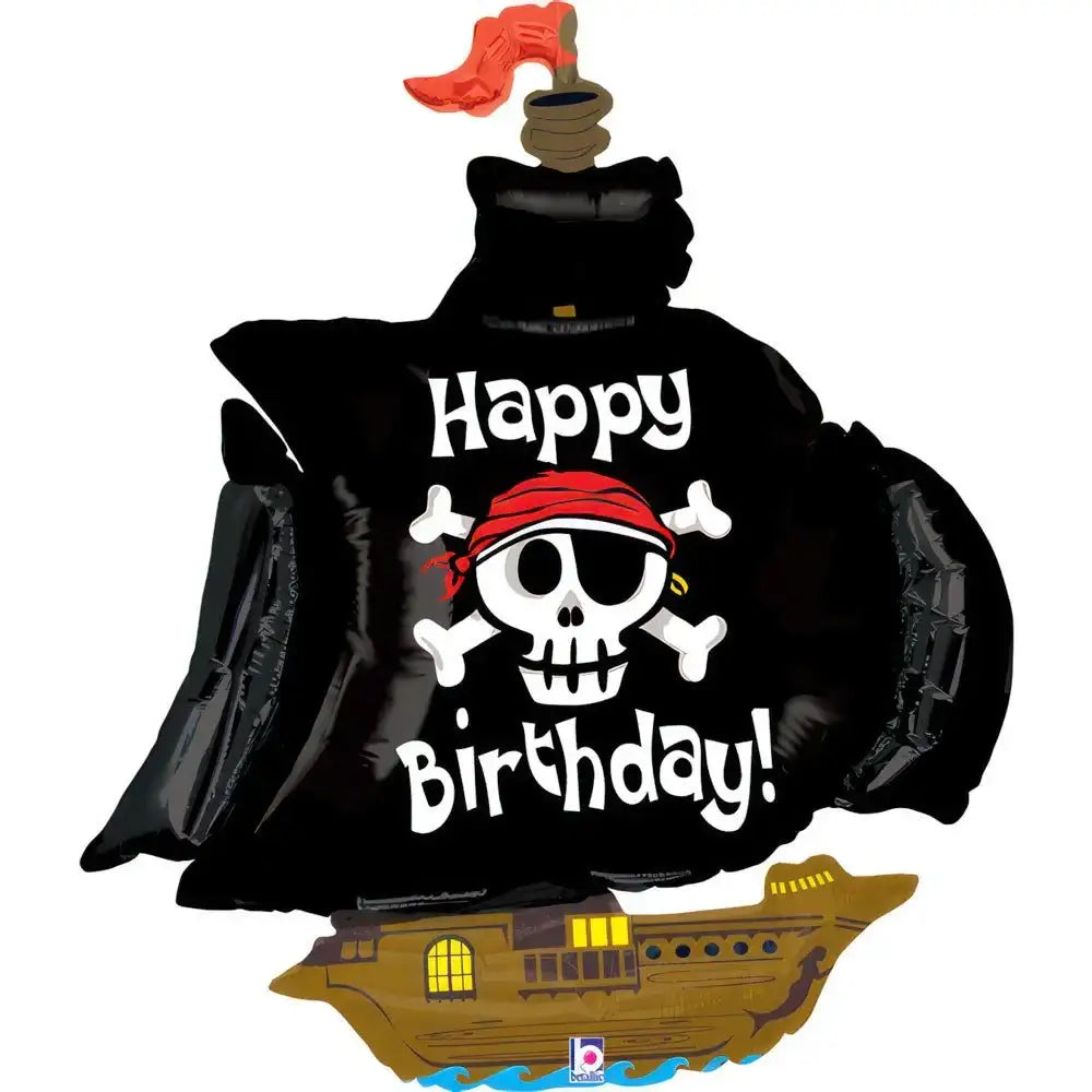 Happy Birthday Piratenschip Folie Ballon - 87 cm - Ballonnenshop.nl