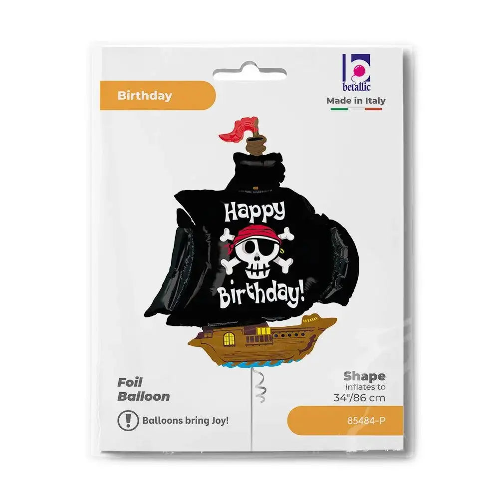 Happy Birthday Piratenschip Folie Ballon - 87 cm - Ballonnenshop.nl