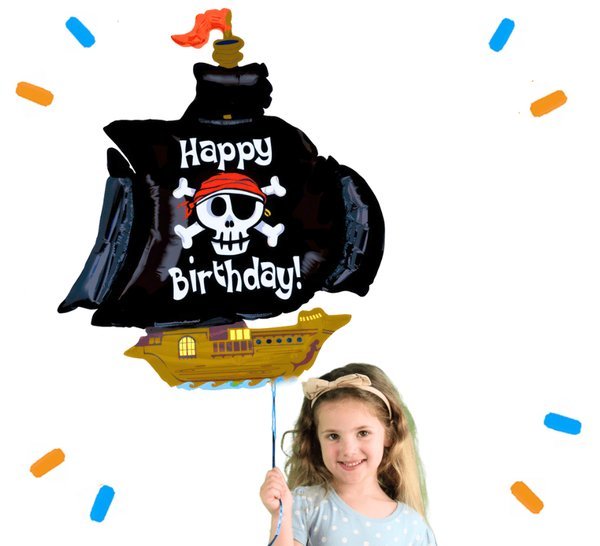 Happy Birthday Piratenschip Helium Ballon - Gevuld Met Helium - 86 cm - Ballonnenshop.nl