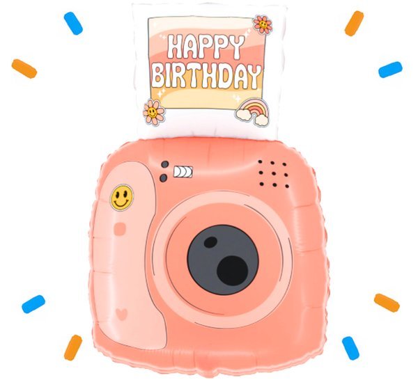 Happy Birthday Polaroid Camera Helium Ballon - Gevuld Met Helium - 61 cm - Ballonnenshop.nl
