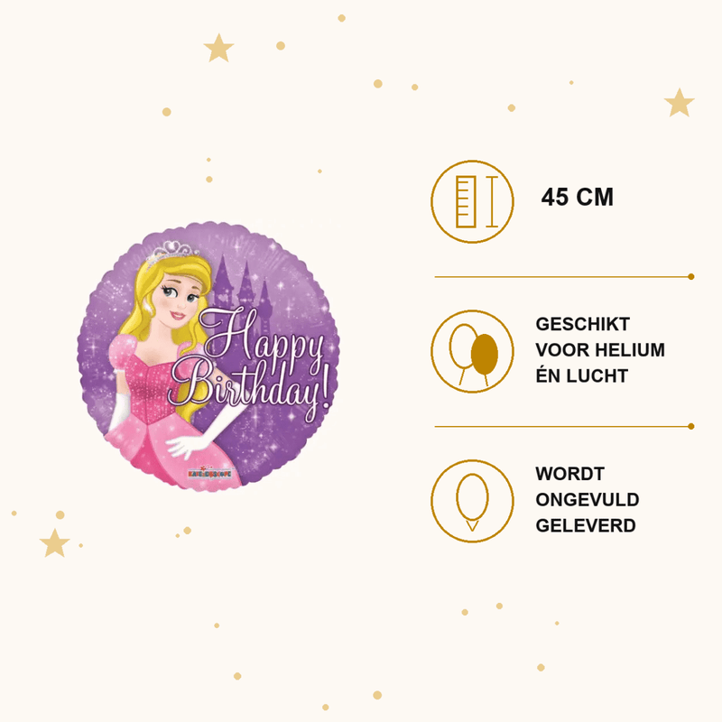 Happy Birthday Prinses Folie Ballon - 45 cm - Ballonnenshop.nl