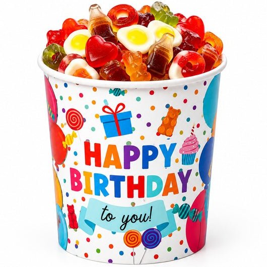 Happy Birthday snoeppot – 250 gram - Ballonnenshop.nl