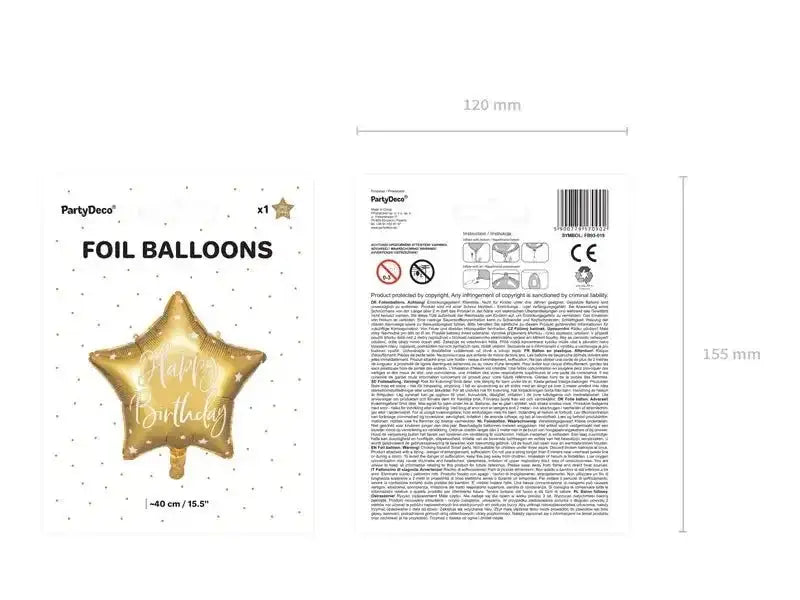 Happy Birthday Ster Folie Ballon Goud 40 cm - Ballonnenshop.nl