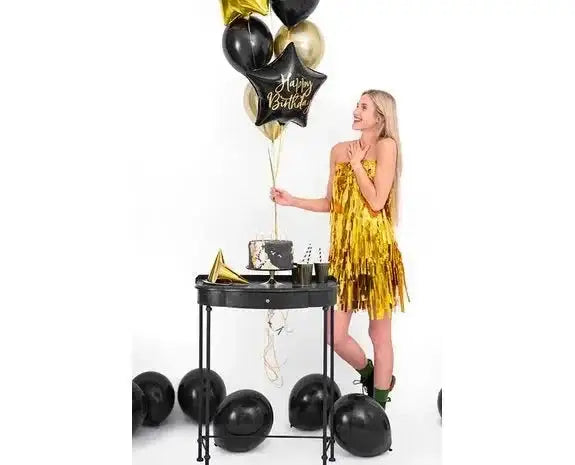 Happy Birthday Ster Folie Ballon Zwart 40 cm - Ballonnenshop.nl