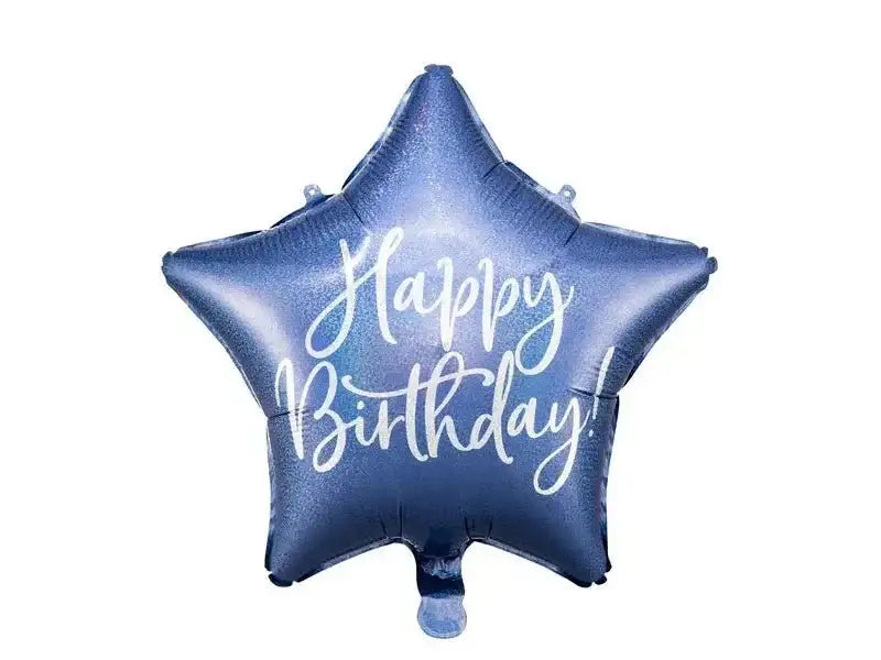 Happy Birthday Ster Helium Ballon Blauw - Gevuld Met Helium - 45 cm - Ballonnenshop.nl