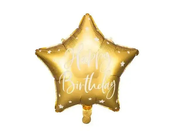 Happy Birthday Ster Helium Ballon Goud - Gevuld Met Helium - 45 cm - Ballonnenshop.nl