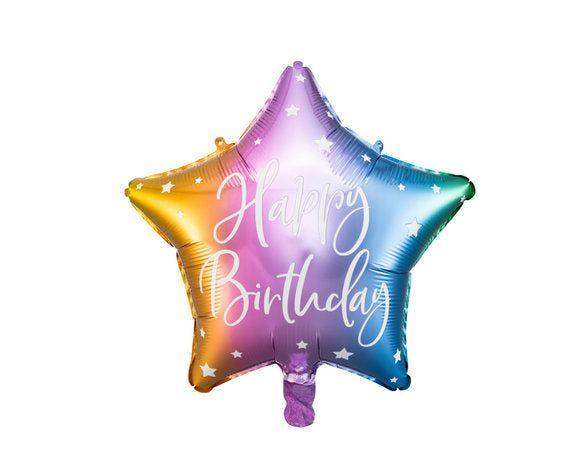 Happy Birthday Ster Helium Ballon Regenboog - Gevuld Met Helium - 45 cm - Ballonnenshop.nl