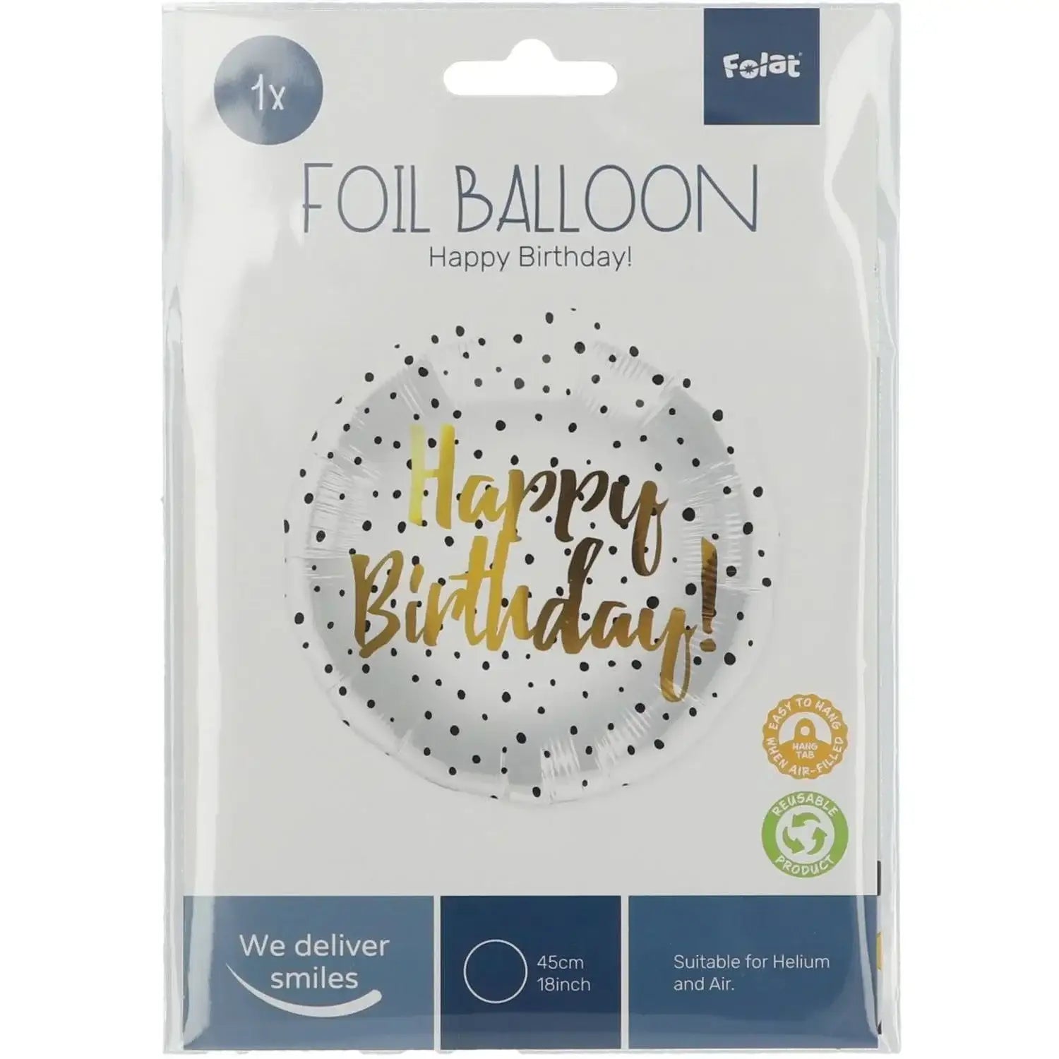 Happy Birthday Stippen Zwart Folie Ballon - 46 cm - Ballonnenshop.nl