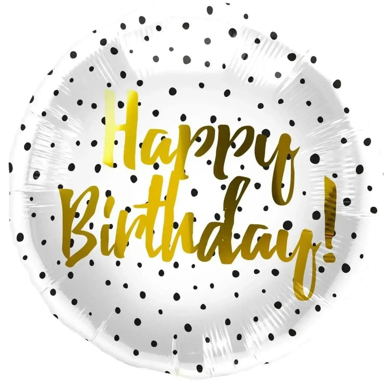 Happy Birthday Stippen Zwart Folie Ballon - 46 cm - Ballonnenshop.nl