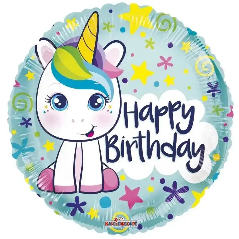 Happy Birthday Unicorn Folie Ballon - 45 cm - Ballonnenshop.nl
