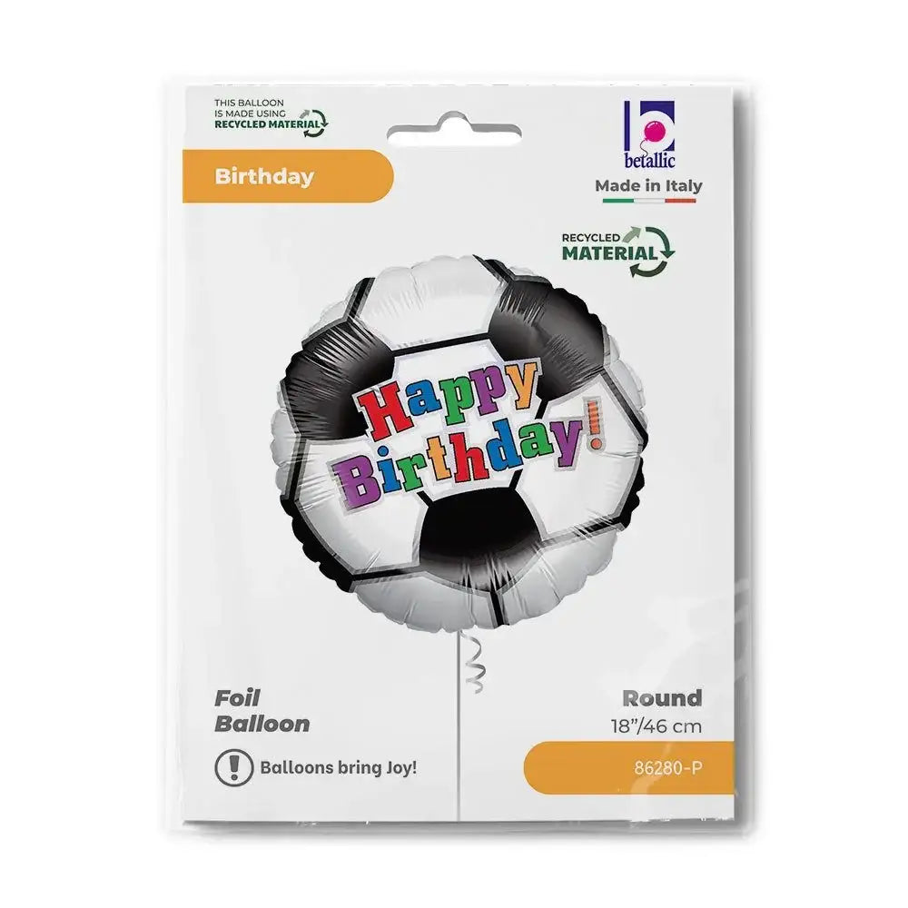 Happy Birthday Voetbal Folie Ballon - 45 cm - Ballonnenshop.nl