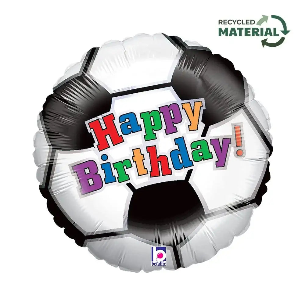 Happy Birthday Voetbal Folie Ballon - 45 cm - Ballonnenshop.nl