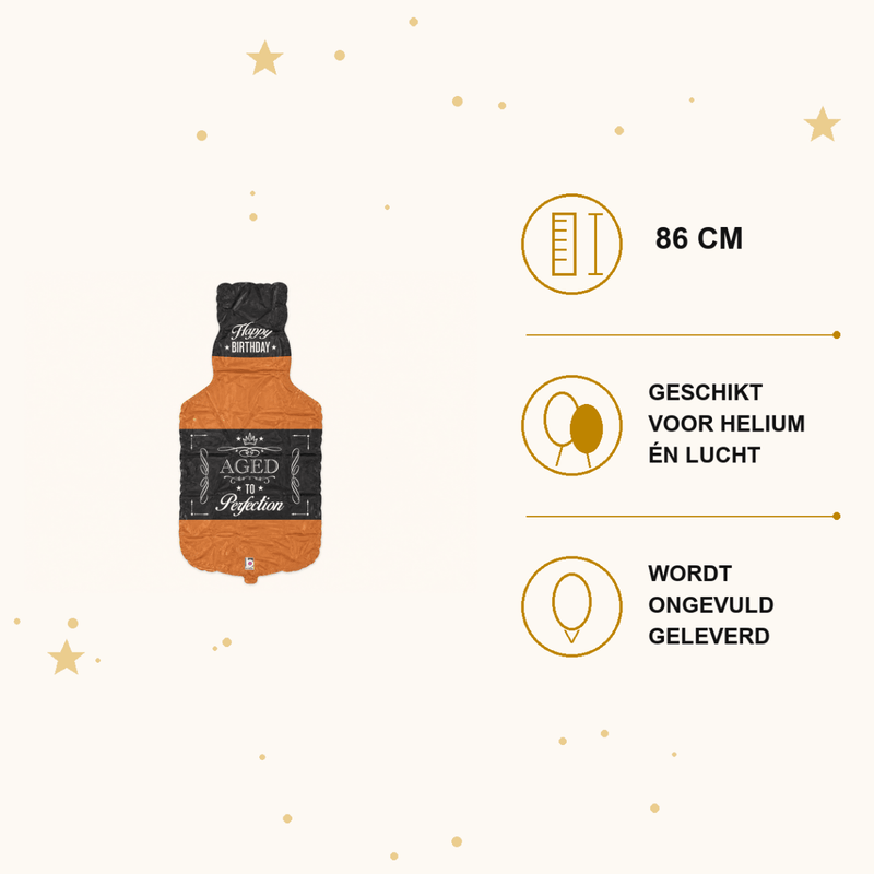 Happy Birthday Whiskey Fles - Folie Ballon - 86 cm - Ballonnenshop.nl