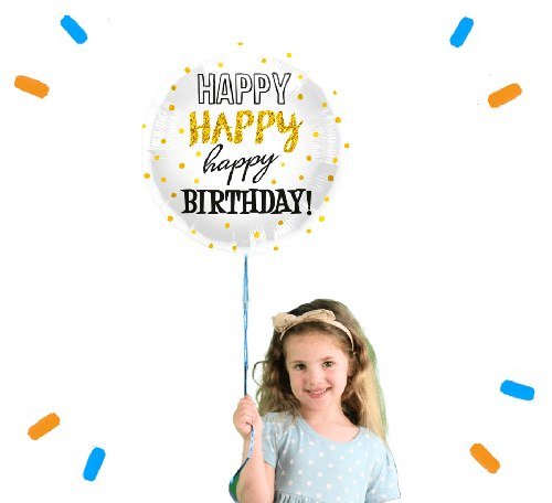 Happy Happy Happy Birthday Helium Ballon - Gevuld Met Helium - 46 cm - Ballonnenshop.nl