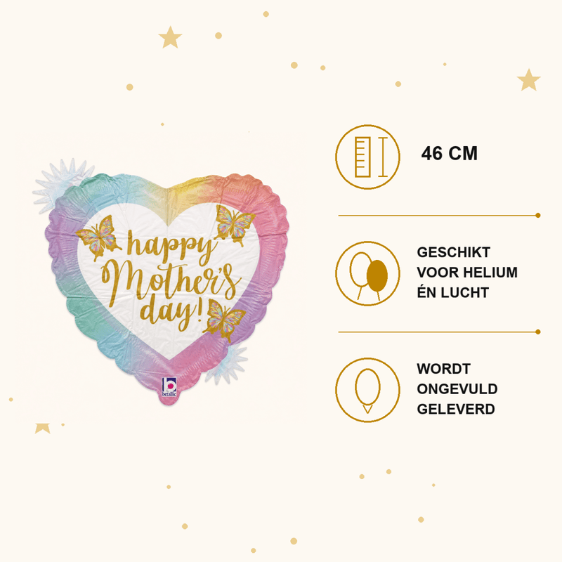 Happy Mother's Day Vlinders Folie Ballon - 46 cm - Ballonnenshop.nl