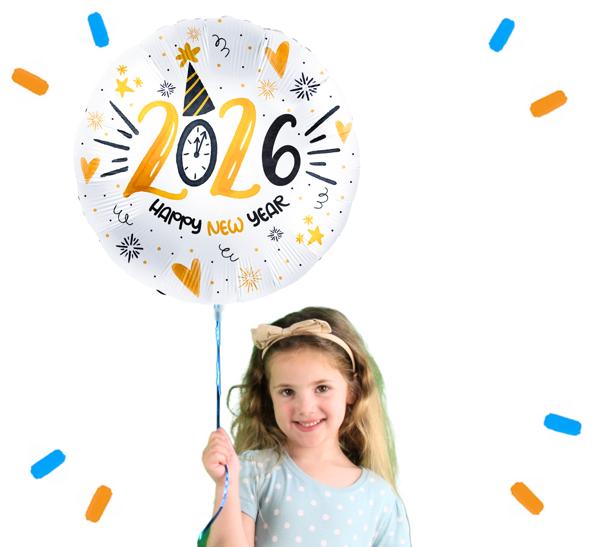 Happy New Year 2026 Helium Ballon - Gevuld Met Helium - 45 cm - Ballonnenshop.nl