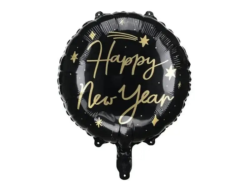 Happy New Year Helium Ballon Zwart - Gevuld Met Helium - 45 cm - Ballonnenshop.nl
