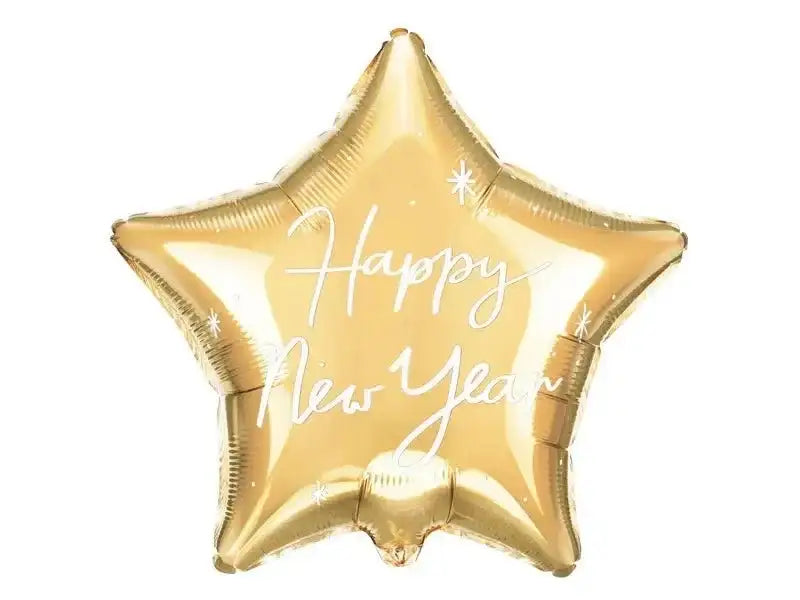 Happy New Year Ster Folie Ballon Goud 50 cm - Ballonnenshop.nl