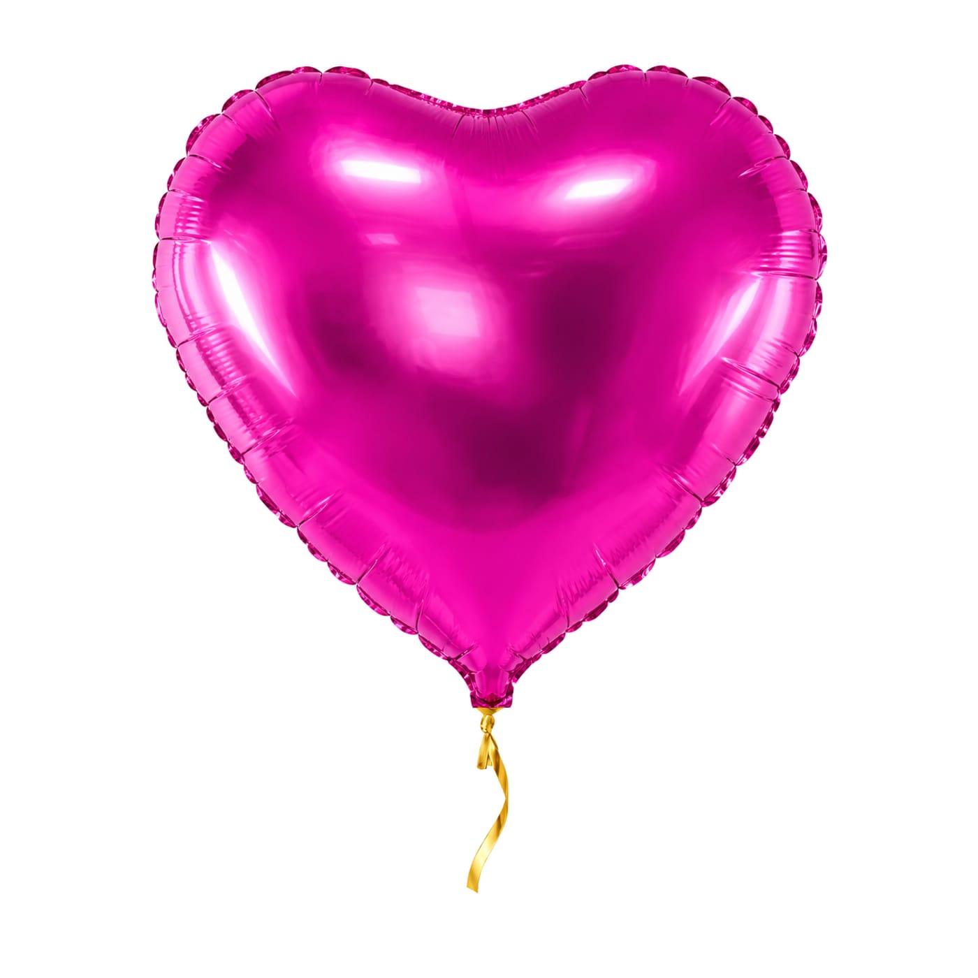 Hart Ballon Fuchsia met helium en gouden lint