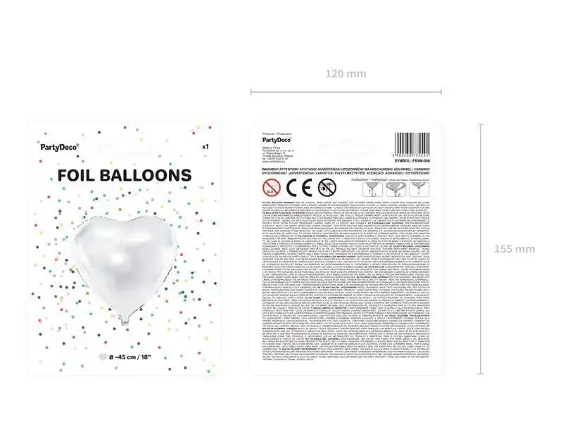 Hart Ballon Wit 45 cm - Ballonnenshop.nl