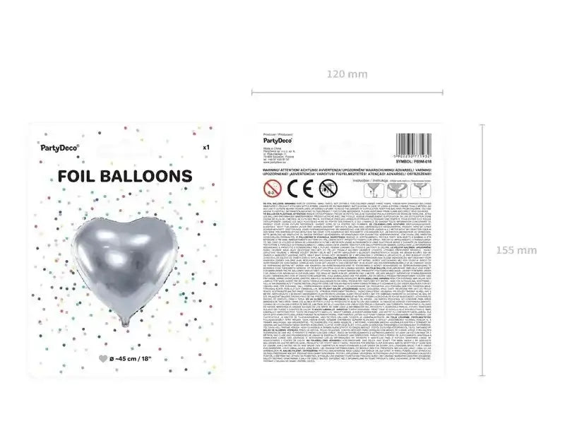 Hart Ballon Zilver 45 cm - Ballonnenshop.nl