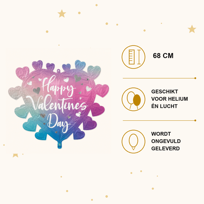 Hartjes Ballon - Happy Valentines Day - 68 cm - Ballonnenshop.nl