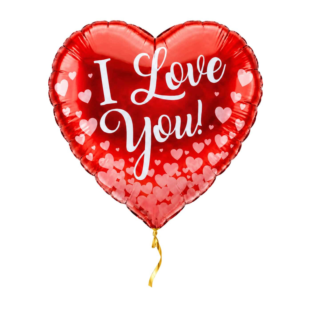 Hartjes Ballon I Love You – 43 cm – met helium gevuld, met gouden lint