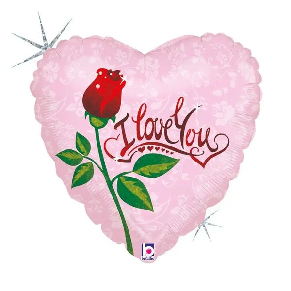 Hartjes Ballon I Love You Roos - Gevuld Met Helium - 45 cm - Ballonnenshop.nl