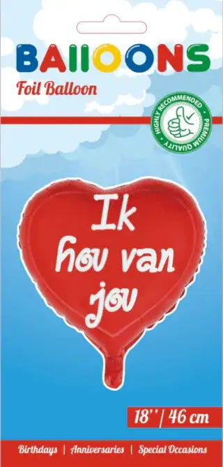 Hartjes Ballon - Ik Hou Van Jou - 46 cm - Ballonnenshop.nl