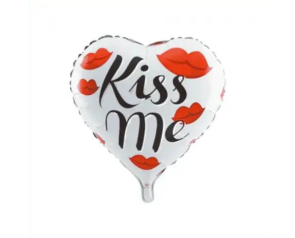 Hartjes Ballon Kiss Me - Gevuld Met Helium - 46 cm - Ballonnenshop.nl