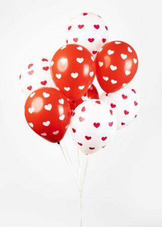 Hartjes Ballonnen Rood Wit - 8 stuks - 30 cm - Ballonnenshop.nl