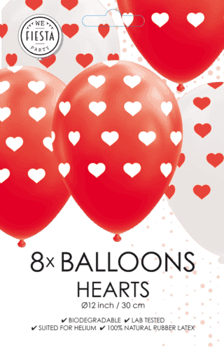 Hartjes Ballonnen Rood Wit - 8 stuks - 30 cm - Ballonnenshop.nl
