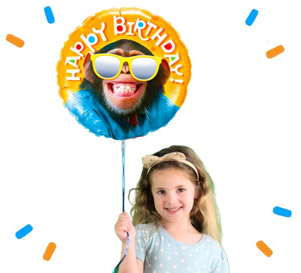 Helium Ballon Happy Birthday Aap - Gevuld Met Helium - 45 cm - Ballonnenshop.nl