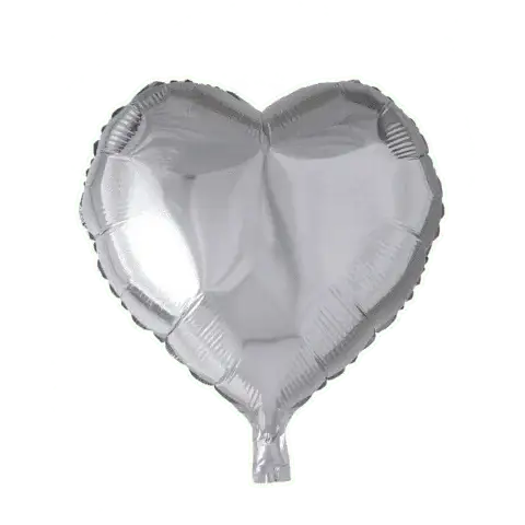 Helium Ballon Hart Zilver - Gevuld Met Helium - 45 cm - Ballonnenshop.nl
