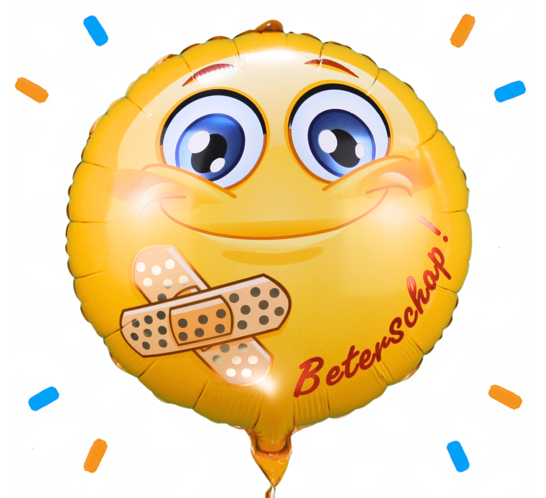 Helium Ballon Smiley Beterschap - Gevuld Met Helium - 45 cm - Ballonnenshop.nl