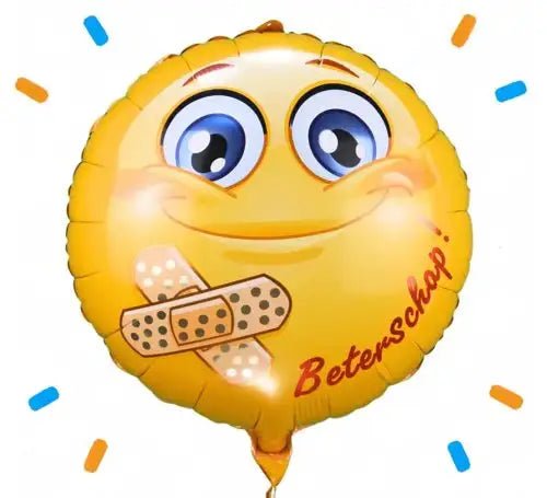 Helium Ballon Smiley Beterschap - Gevuld Met Helium - 45 cm - Ballonnenshop.nl