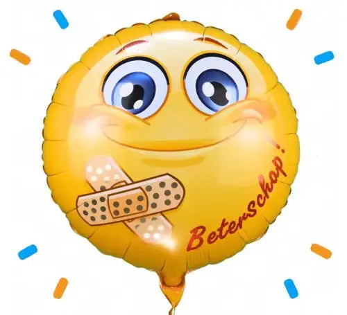 Helium Ballon Smiley Beterschap - Gevuld Met Helium - 45 cm