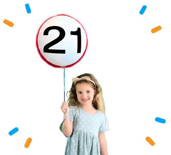 Helium Ballon Verkeersbord 21 Jaar - Gevuld Met Helium - 45 cm - Ballonnenshop.nl