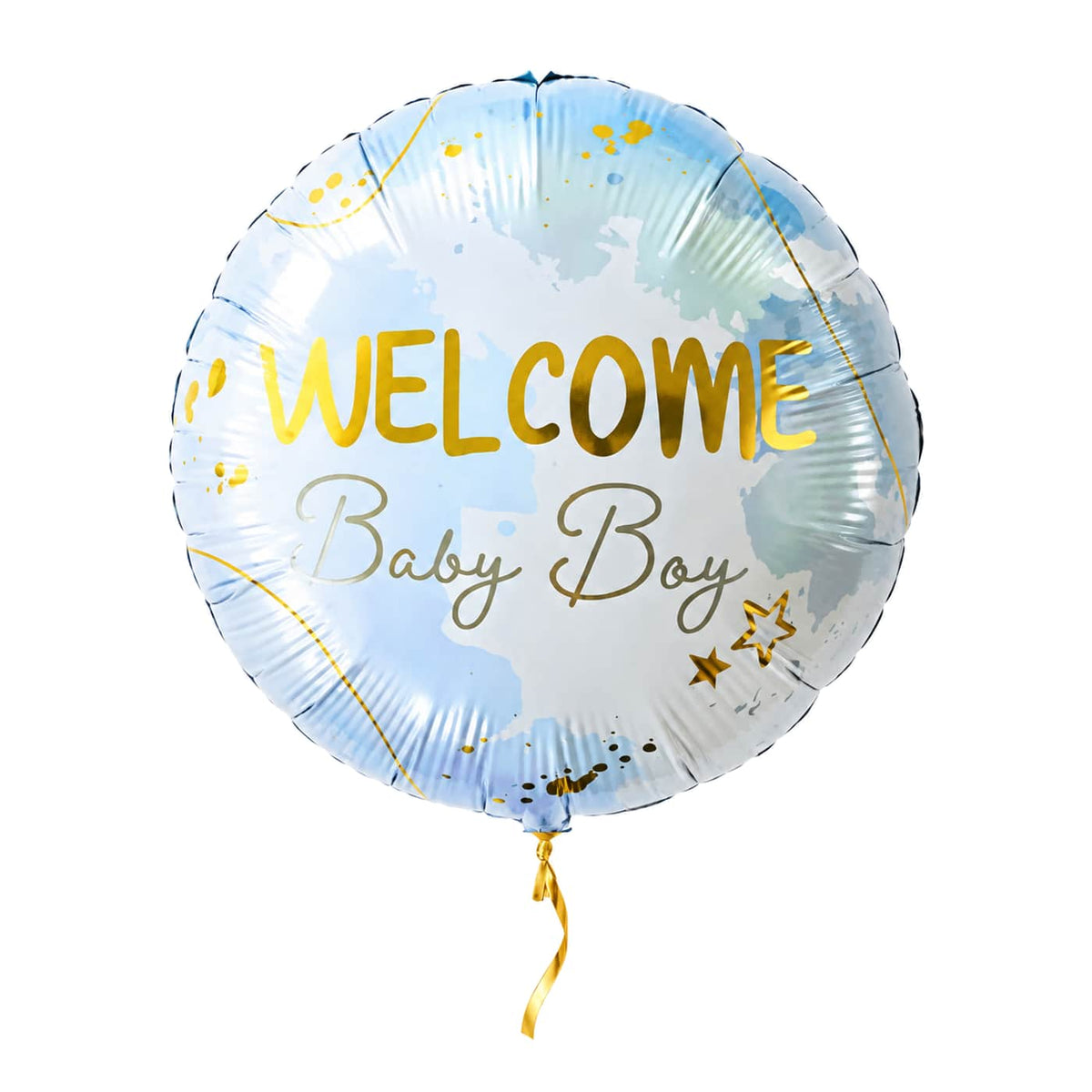 Helium Ballon Welcome Baby Boy – met helium gevuld, met gouden lint