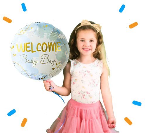 Helium Ballon Welcome Baby Boy - Gevuld Met Helium - 45 cm - Ballonnenshop.nl