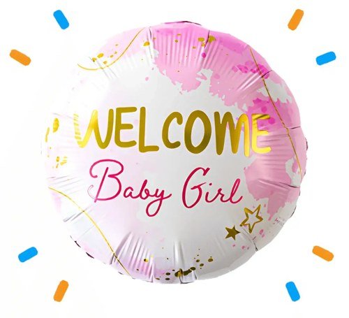 Helium Ballon Welcome Baby Girl - Gevuld Met Helium - 45 cm - Ballonnenshop.nl