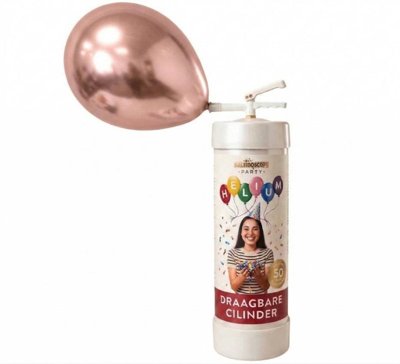 Helium Tank voor 50 ballonnen | Met 25 Chroom Rose Gouden Ballonnen 30 cm, Ballonnenboost & Lint - Ballonnenshop.nl