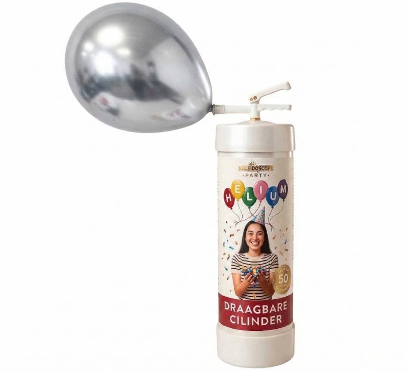 Helium Tank voor 50 ballonnen | Met 25 Chroom Zilveren Ballonnen 30 cm, Ballonnenboost & Lint - Ballonnenshop.nl