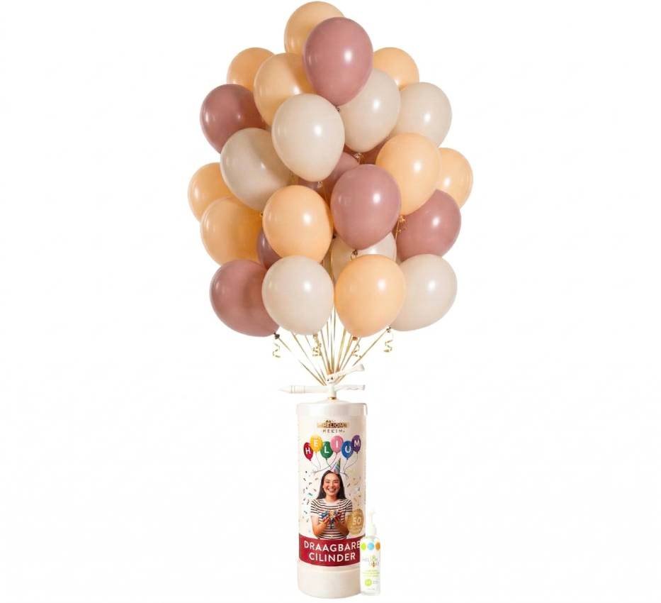 Helium Tank voor 50 ballonnen | Met 25x Ballonnen Mix Blush Crush 30 cm, Ballonnenboost & Lint - Ballonnenshop.nl