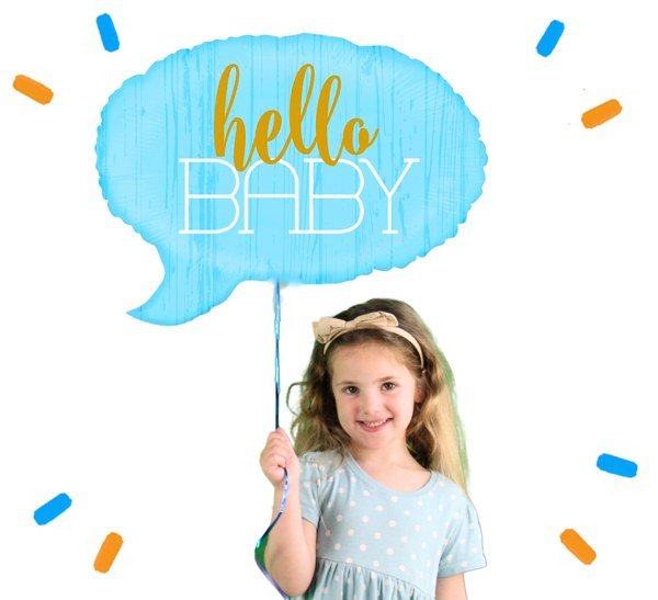 Hello Baby Blauw Helium Ballon - Gevuld Met Helium - 60 cm - Ballonnenshop.nl