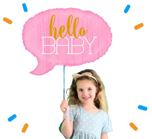 Hello Baby Roze Helium Ballon - Gevuld Met Helium - 60 cm - Ballonnenshop.nl