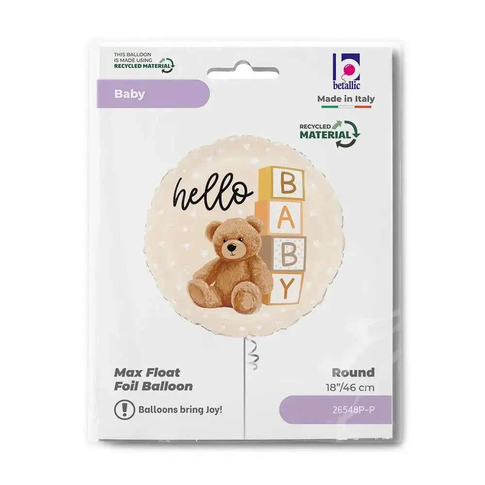Hello Baby Teddy Bear Folie Ballon - 46 cm - Ballonnenshop.nl