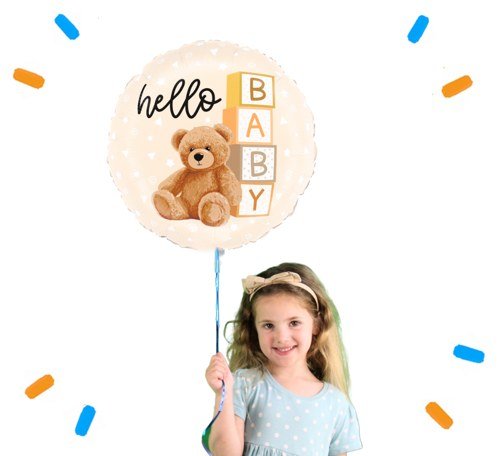 Hello Baby Teddy Bear Helium Ballon - Gevuld Met Helium - 46 cm - Ballonnenshop.nl