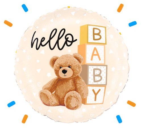Hello Baby Teddy Bear Helium Ballon - Gevuld Met Helium - 46 cm - Ballonnenshop.nl