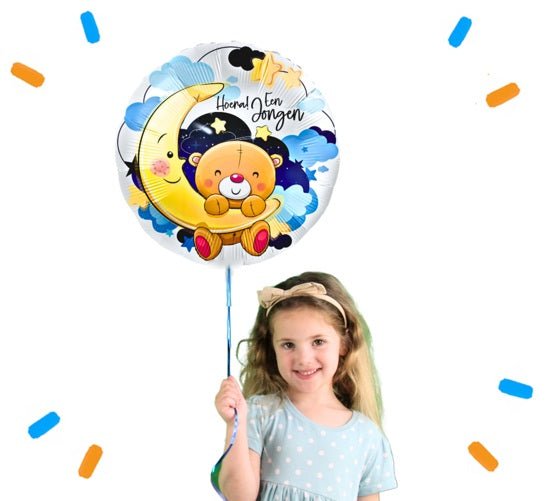 Hoera! Een Jongen Helium Ballon - Gevuld Met Helium - 46 cm - Ballonnenshop.nl
